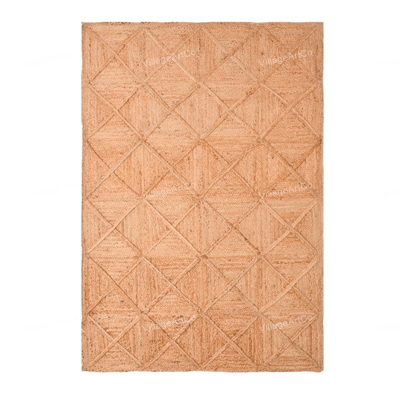 Jute Area Rug 8X10, Box Pattern Rug, Seagrass Carpet Runner, Natural Jute Rug, Braided Rug Runner, Jute Hallway Runner, Interior Decor Rug