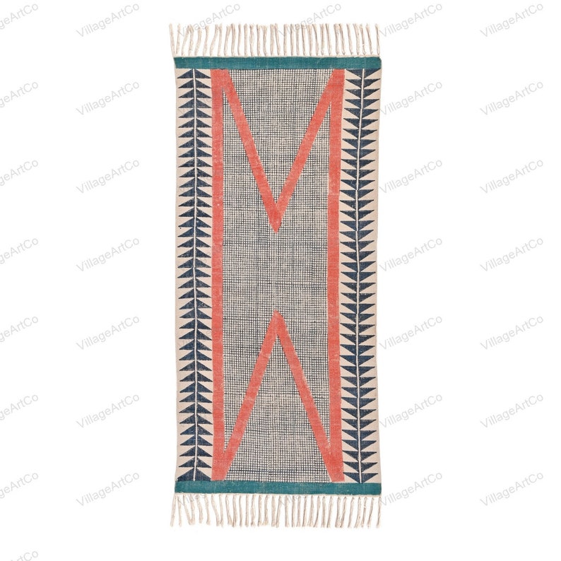 Washable Cotton Rug, Machine Washable Rug, Indoor Outdoor Rugs, Printed Cotton Rug, Stair Runner, Rug for Bedroom 3X10, Boho Decor Runner