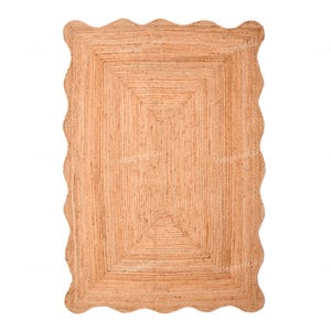 Wavy Edge Rug - Scalloped Rug, Natural Jute Scalloped Rug, Wavy Border Rug, Scallop Hallway Runner, Jute Carpet Runner, Scalloped Doormat