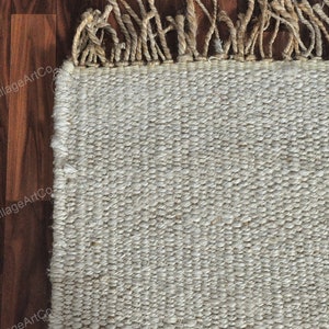 Custom size Rugs, Off White Hemp Rugs for Living Room/Dining Room/Bedroom ON SALE, Bohemian Hand Braided White Jute Hallway Runner 2.5 X 10