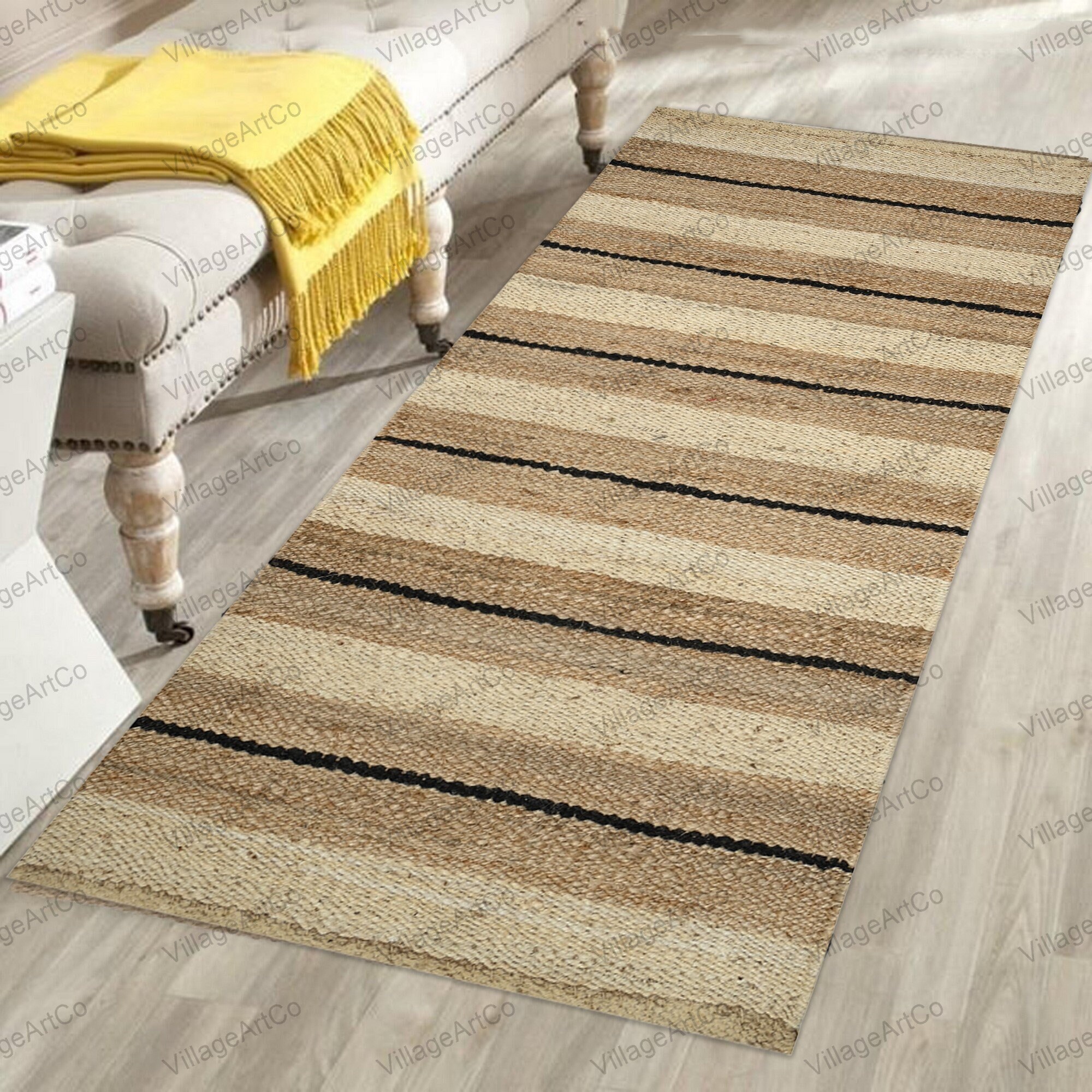 Hemp Jute Farmhouse Kitchen Runner 3 X 16 Feet, Bohemian Jute Hallway