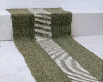 Green Hemp Jute Runner for Hallway/Entryway/Kitchen, Braided Wool Jute Runner Hemp Stair Runner, Runner for Dining Table, Bedside Runner Rug