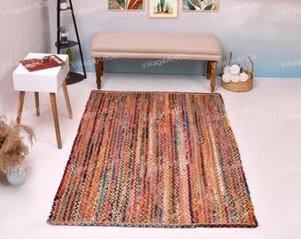 Handwoven Cotton Runner Rug Braided Area Carpet Floor Mat Interior Decor Jute Rug Custom Size