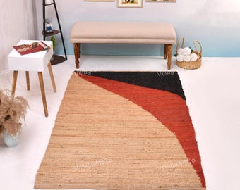 Natural Jute Rug Seagrass Carpet Braided Hemp Rug Runner Bohemian Jute Carpet for Living Room Woven Bath Mat Kitchen Rug