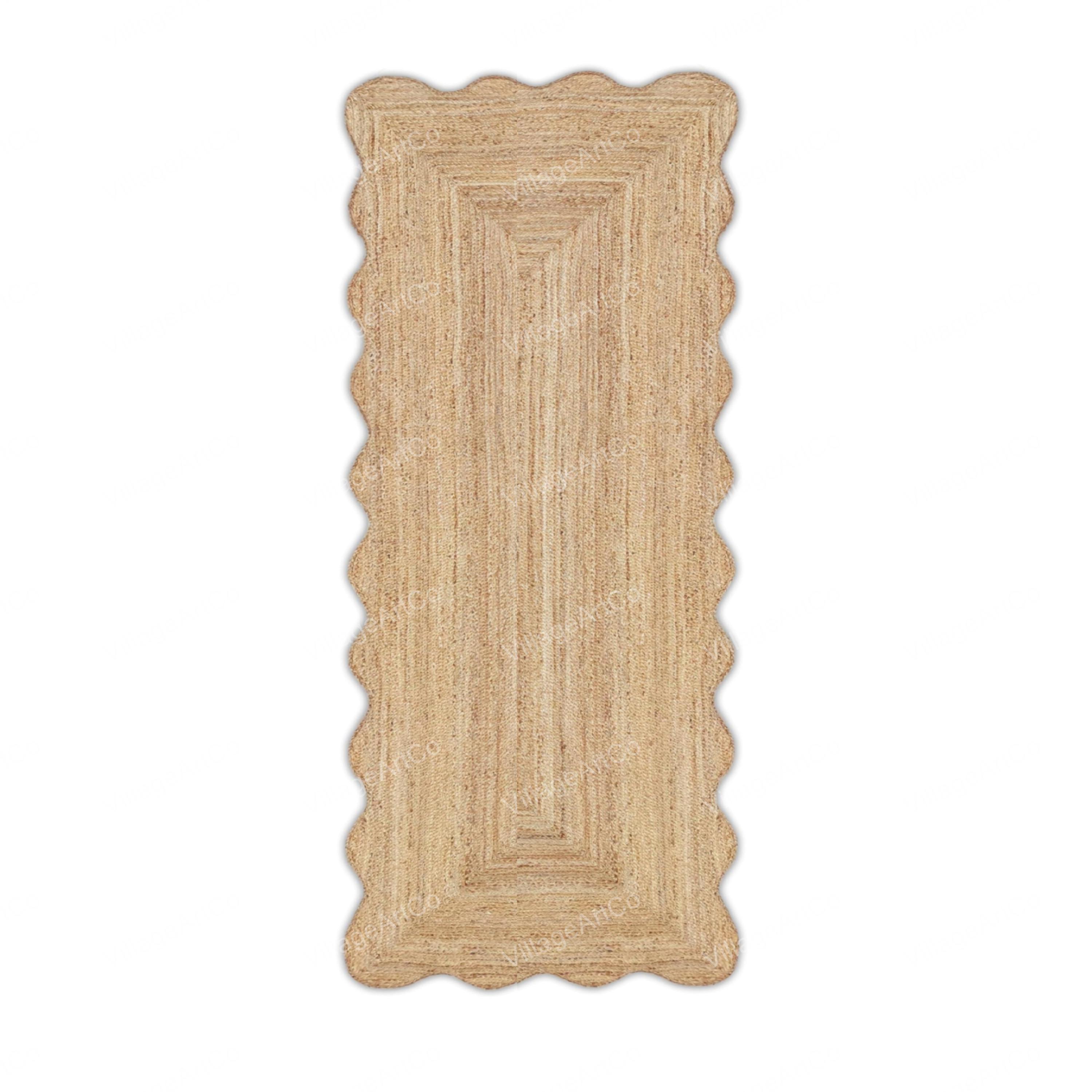 Wave Edge Rug Jute Rug Runner, Scalloped Runner, Wavy Edge Runner Rug, Scalloped Jute ...