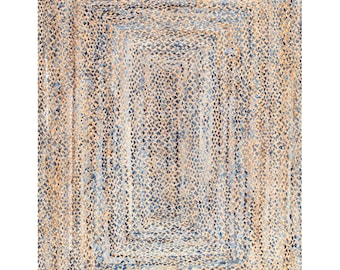 Square Area Rug, Denim Rug Runner, Natural Jute Rug, Handbraided Rug, Denim Area Rug, Jute Braided Rug, Custom Rug, Denim Doormat, Bath Rug