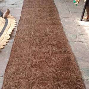 Brown Jute Rug for Living Room/Dining Room, Brown Runner for Hallway/Entryway/Kitchen, Braided Jute Rug, Handwoven Jute Runner, Hemp Doormat