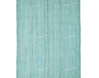 Turquoise Blue Rug Braided Jute Rug Bohemian Jute Carpet Runner Jute Stair Runner Treads Soft Handwoven Hallway Runner/Kitchen Rug/Bath Rug