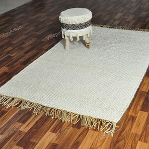Custom size Rugs, Off White Hemp Rugs for Living Room/Dining Room/Bedroom ON SALE, Bohemian Hand Braided White Jute Hallway Runner 2.5 X 10