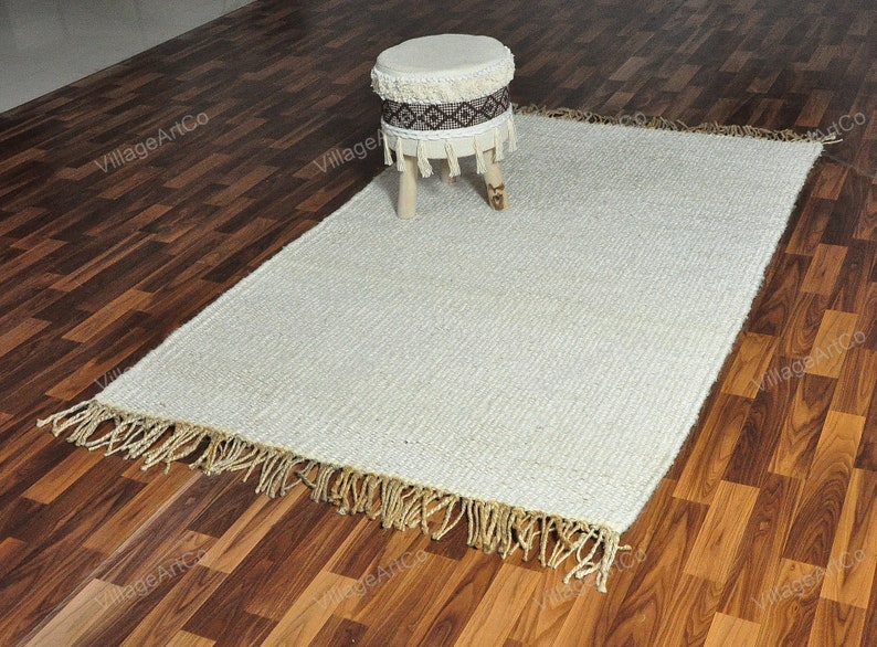 Custom size Rugs, Off White Hemp Rugs for Living Room/Dining Room/Bedroom ON SALE, Bohemian Hand Braided White Jute Hallway Runner 2.5 X 10