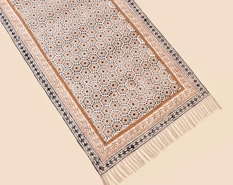 Washable Cotton Runner Rug for Kitchen/Hall/Dining Table, Non Slip Bath Mat, Home Washable Rug, Cotton Stair Runner, Hand Block print Rug