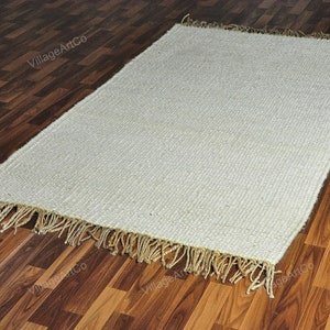 Custom size Rugs, Off White Hemp Rugs for Living Room/Dining Room/Bedroom ON SALE, Bohemian Hand Braided White Jute Hallway Runner 2.5 X 10