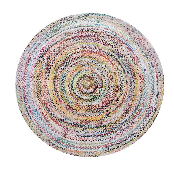 Cotton Round Rug, Braided Round Rug, White Cotton Rug, White Round Rug, Round Area Rug, Circle Cotton Rug, Multicolor Rug, Non Slip Bath Mat