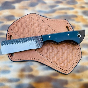 custom handmade Rasp steel cowboy bull cutter knife with sheath