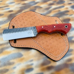Handmade Cowboy Bull Cutter Knife: Rasp Steel Blade, Resin Handle