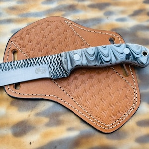 Handmade Cowboy Bull Cutter Knife: Rasp Steel Blade, Resin Handle