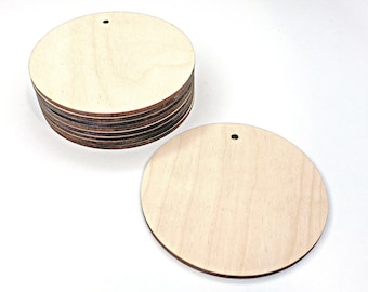Wood Disc Craft Blanks, Plywood Shapes, Arts and Craft Project Embellishments, Precision Laser Cut 4mm Thick, DIY Blanks, Hole Cutout Blank