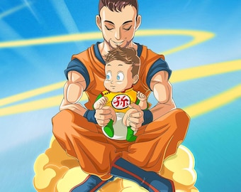 Your personalized portrait with your baby as manga portrait - Custom anime drawing - Personalized gift - Special day gift - Digital drawing