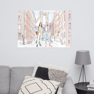 Impression sur poster (dessin non inclus), impression style aquarelle, idée cadeau maison personnalisée pour couple et famille