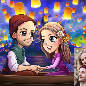 Retrato de Chibi hecho a mano a partir de fotos, póster, regalo, dibujo digital de dibujos animados personalizado original