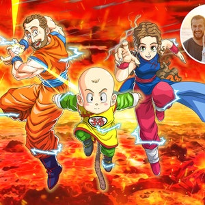 Ritratto di famiglia personalizzato Super Saiyan per un regalo personalizzato - Illustrazione anime - Ritratto manga - Regalo per lui - Disegno digitale