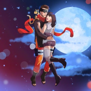 Portrait personnalisé de couple ninja - Illustration d'anime personnalisée - Personnalisé pour couple - Cadeau pour elle - Cadeau petit ami - Dessin numérique