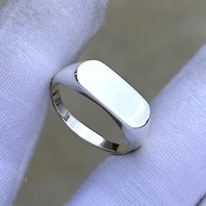 Oval Signet Ring: 925 Sterling Silver Statement Band, Boho Stacking Band Jewelry