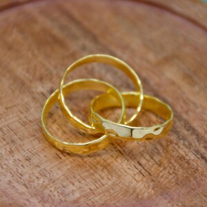 Hammered Rolling Ring, 18k Gold Plated, 925 Sterling Silver Ring, Triple Interlocked Band, Women Wedding Ring, Multi Band Ring, Gift Her