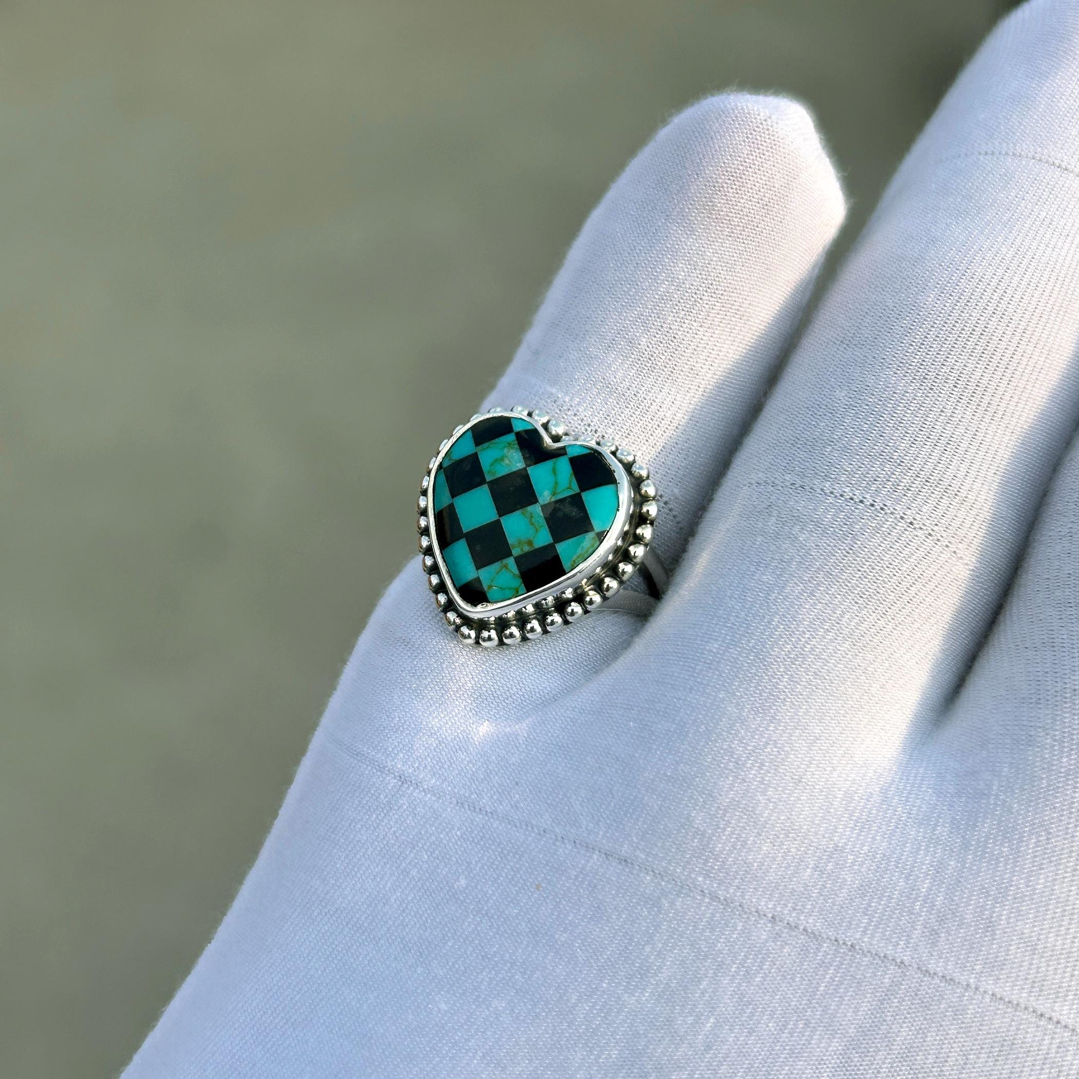 【完売間近】 TOWTOW.ARCHIVE Checker Board Ring Silver CZ Silver Checker Board Ring - Etsy