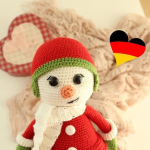 Niedlicher Schneemann Amigurumi Häkelanleitung – Weihnachtsdeko Puppe PDF Tutorial, Sofortiger Ladda ner