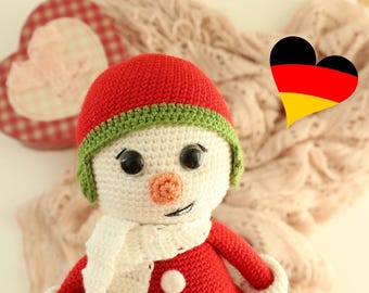 Niedlicher Schneemann Amigurumi Häkelanleitung – Weihnachtsdeko Puppe PDF Tutorial, Descargar Sofortiger