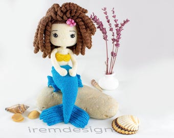 Patrón de Sirenita Amigurumi con Purpurina: Tutorial en PDF para Muñeca Sirena de Crochet, Descarga Instantánea