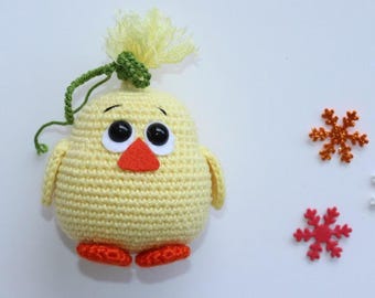 Patrón de pájaro amarillo de muñeca de crochet en PDF, descarga instantánea de animal amigurumi, patrón de pollito Chubbi