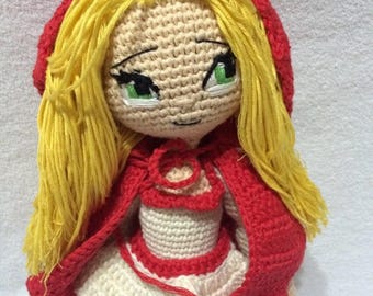 Patrón amigurumi de Caperucita Roja: Muñeca de cuento de hadas a crochet (Tutorial en PDF, descarga instantánea)