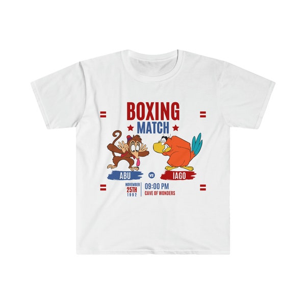 Aladdin | Cave of Wonders | Boxing Match | Classic Boxing Poster | Disney T-Shirt | Abu | Iago | Marron Commerce