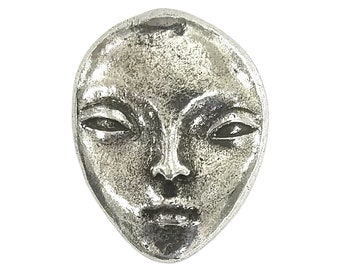 Goddess Face Metal Pendant 1 & 1/8 inch (28 mm) by Green Girl Studios