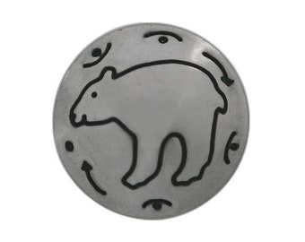 Set of 2 Bear Concho 3/4 inch (19 mm) Metal Buttons Silver Color by Blackhawk Trading Co.