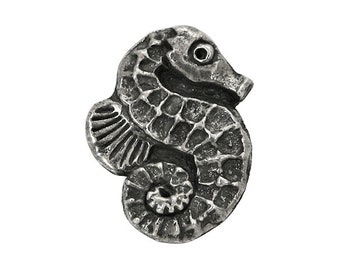 Seahorse 7/8 inch (22 mm) Pewter Metal Button by Green Girl Studios