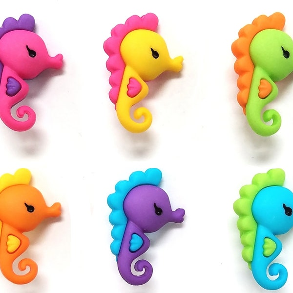 Under the Sea Sassy Seahorses Package of 6 Buttons Jesse James Novelty Embellishments