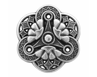 Set of 6 Filigree Triune 3/4 inch (19 mm) Metal Buttons Antique Silver Color (TBC)