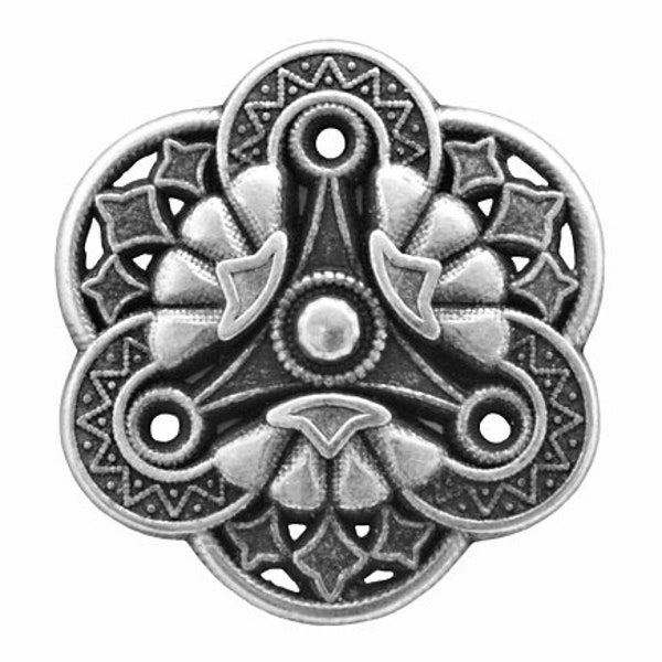 Set of 4 Filigree Triune 7/8 inch (23 mm) Metal Buttons Antique Silver Color (TBC)