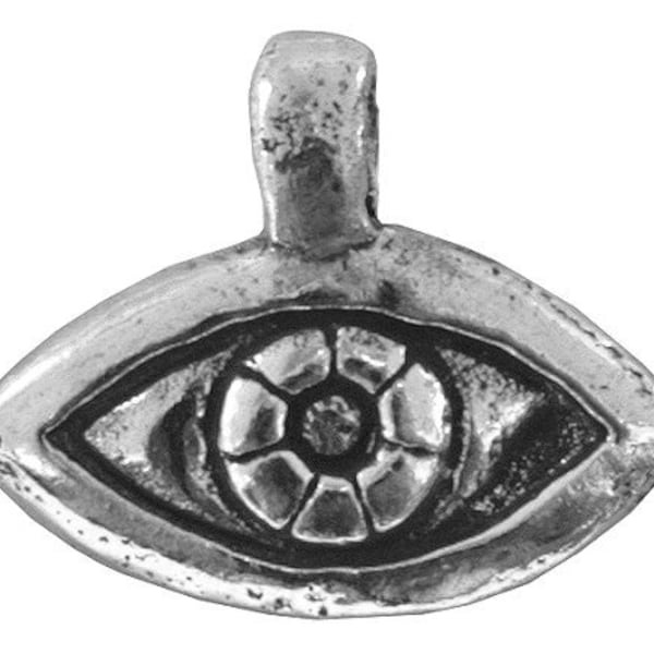 Open Eye Dangle Pewter Metal Pendant 11/16 inch (18 mm) by Green Girl Studios