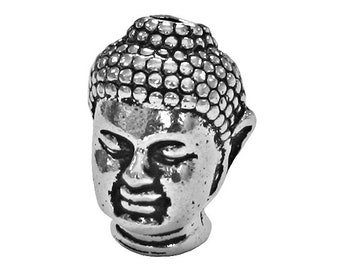 Set of 12 Buddha 1/2 inch (13 mm) Silver Plated Pewter Beads by TierraCast