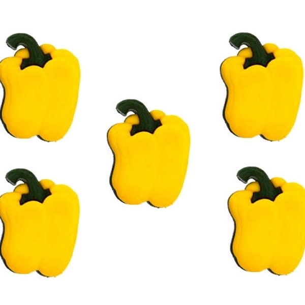 Yellow Peppers Fresh Produce Set of 5 Buttons Jesse James Novelty Embellishments