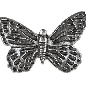 Butterfly Metal Button 1 inch (25 mm) Antique Silver Color Shank Button by Danforth Pewter