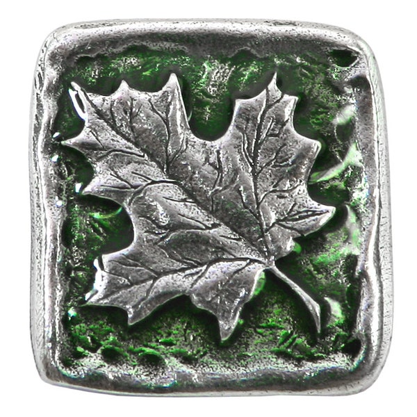 Summer Maple Leaf Metal Button 13/16 inch (21 mm) Antique Silver Color Shank Button by Danforth Pewter