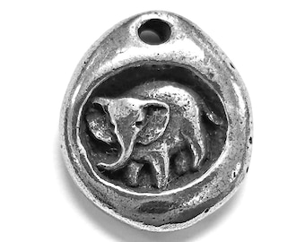 Little Blessings Elephant Pewter Metal Charm 3/4 inch (19 mm) by Green Girl Studios