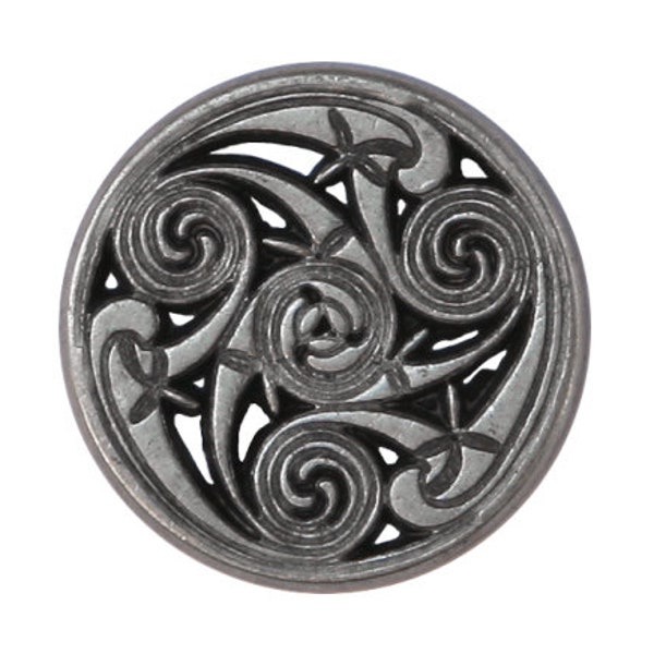 Set of 3 Celtic Swirls 11/16 inch (17 mm) Metal Buttons Antique Silver Color (TBC)