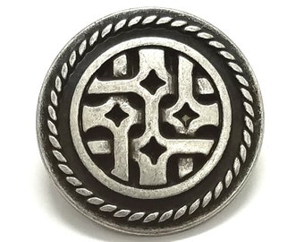 Set of 12 Madrigal 3/4 inch (20 mm) Metal Buttons Antique Silver Color (TBCx)