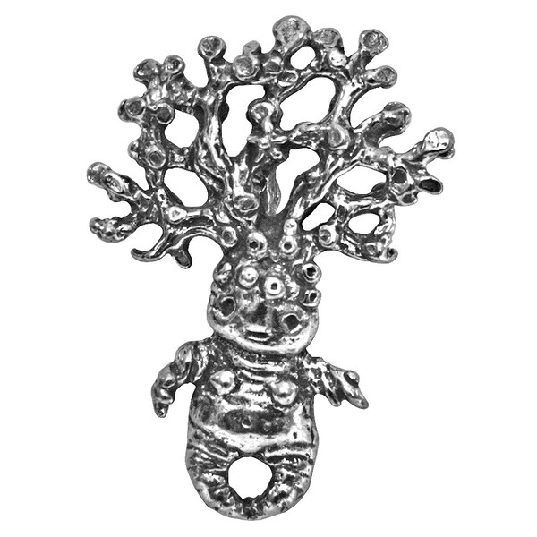 Mandrake Root Baby Pewter Metal Pendant 1 & 3/8 inch (34 mm) by Green Girl Studios